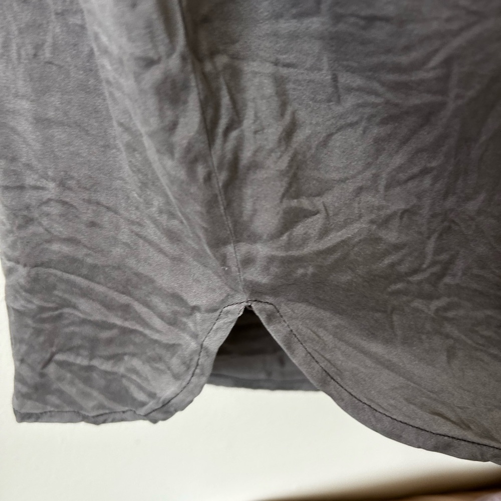 Eileen Fisher shiny grey silk short sleeve blouse petite medium EUC - Picture 4 of 6